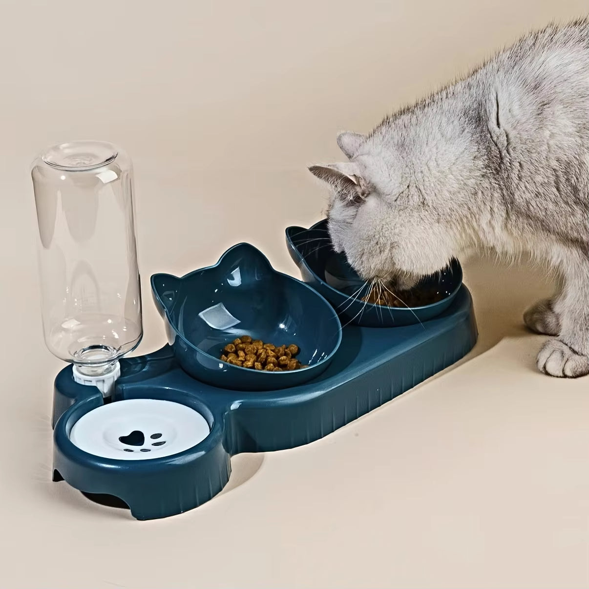WhiskerFlow – 3-in-1 Tilted Cat Bowl Set