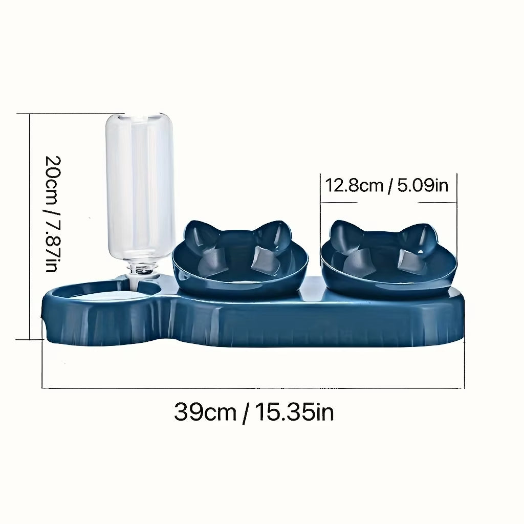 WhiskerFlow – 3-in-1 Tilted Cat Bowl Set