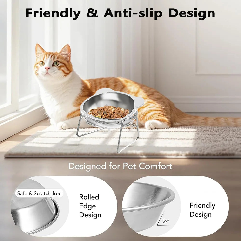PawLift – Raised Stainless Steel Cat Bowl