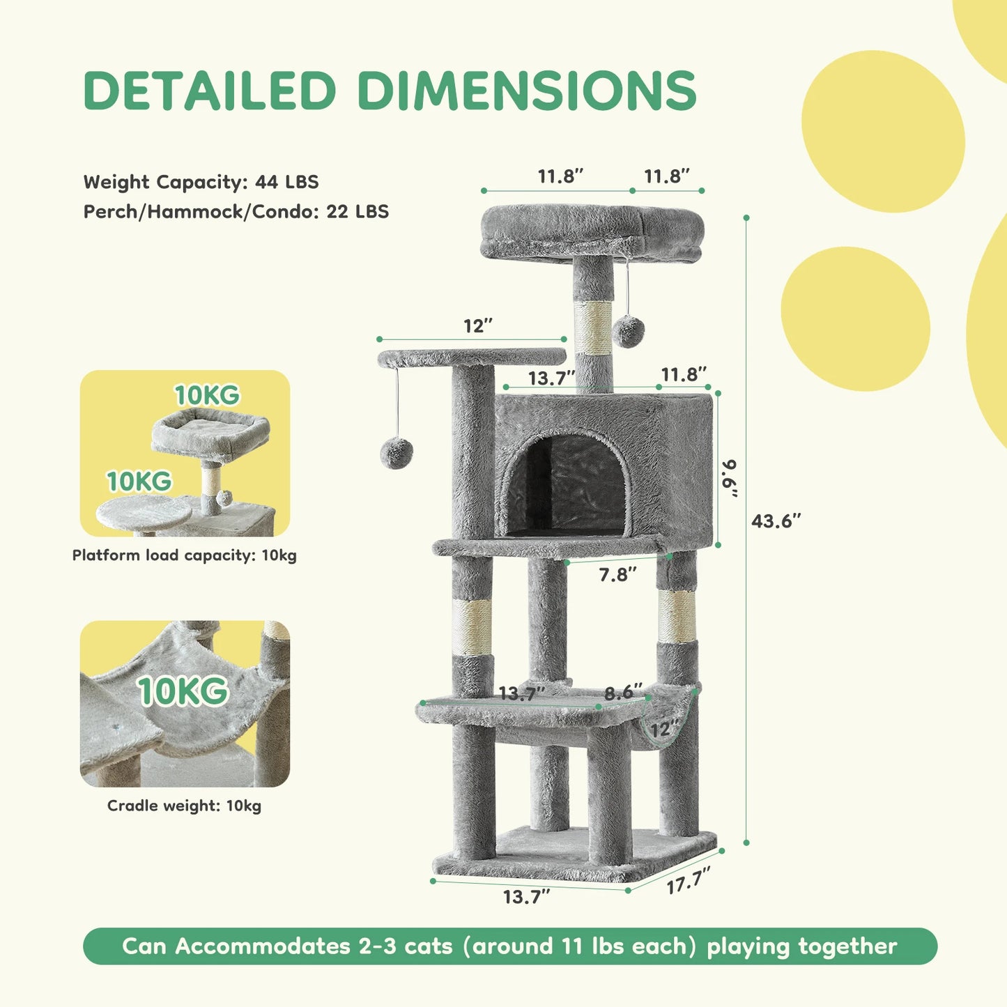 ClawVista –  Multi-Level Cat Tower & Scratching Tree