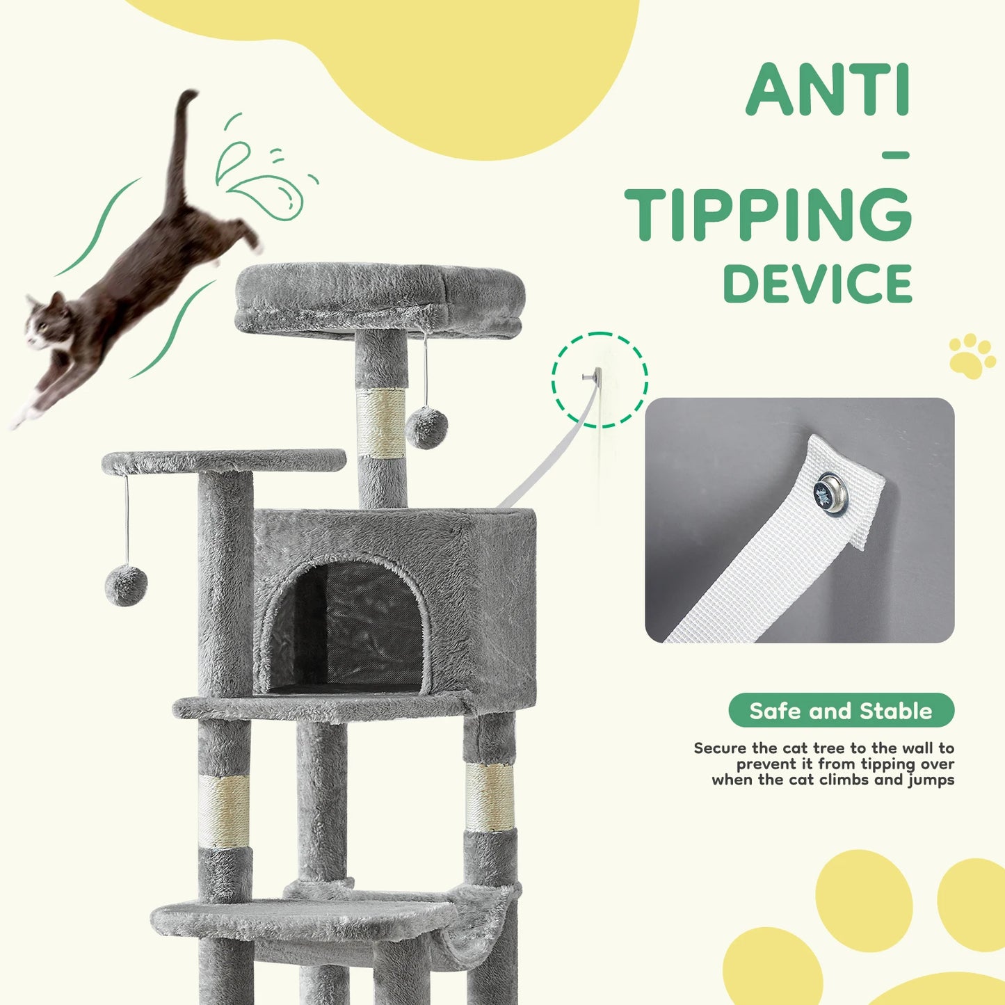 ClawVista –  Multi-Level Cat Tower & Scratching Tree
