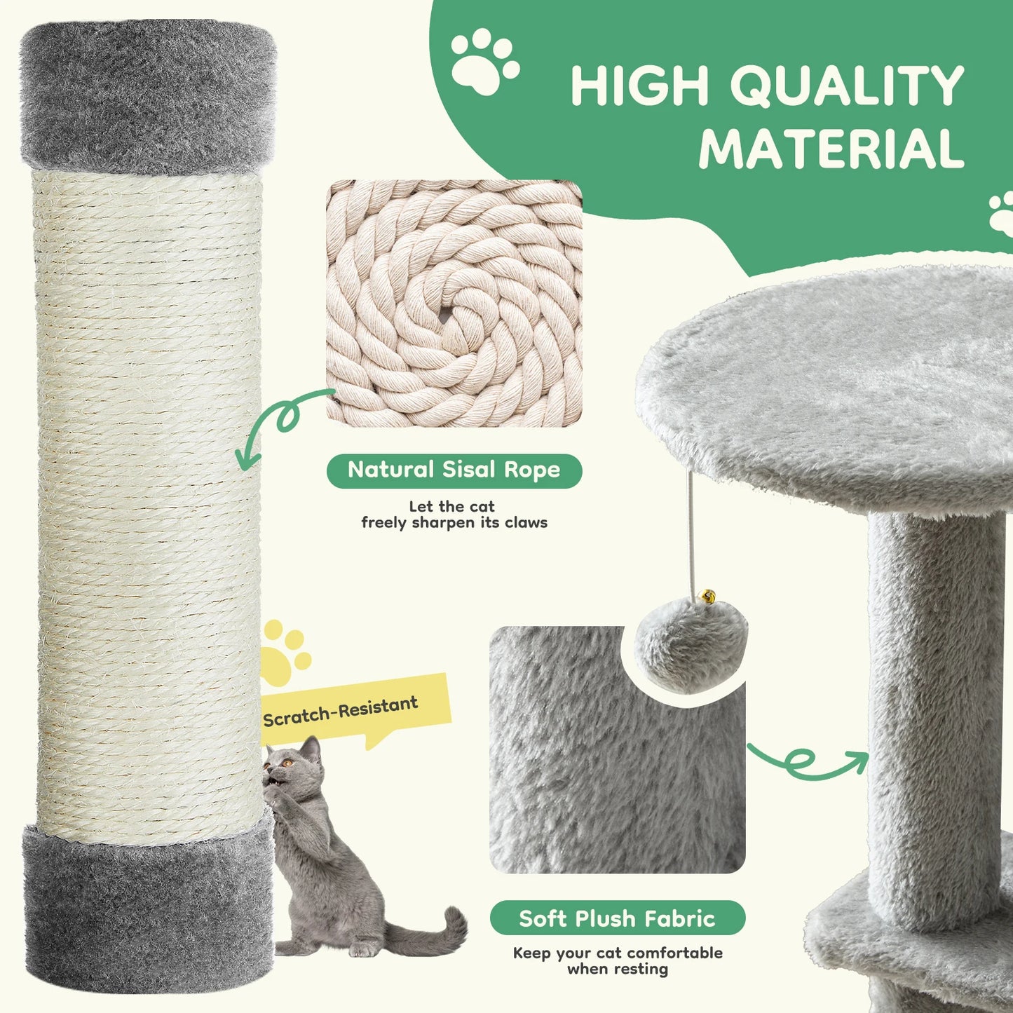 ClawVista –  Multi-Level Cat Tower & Scratching Tree