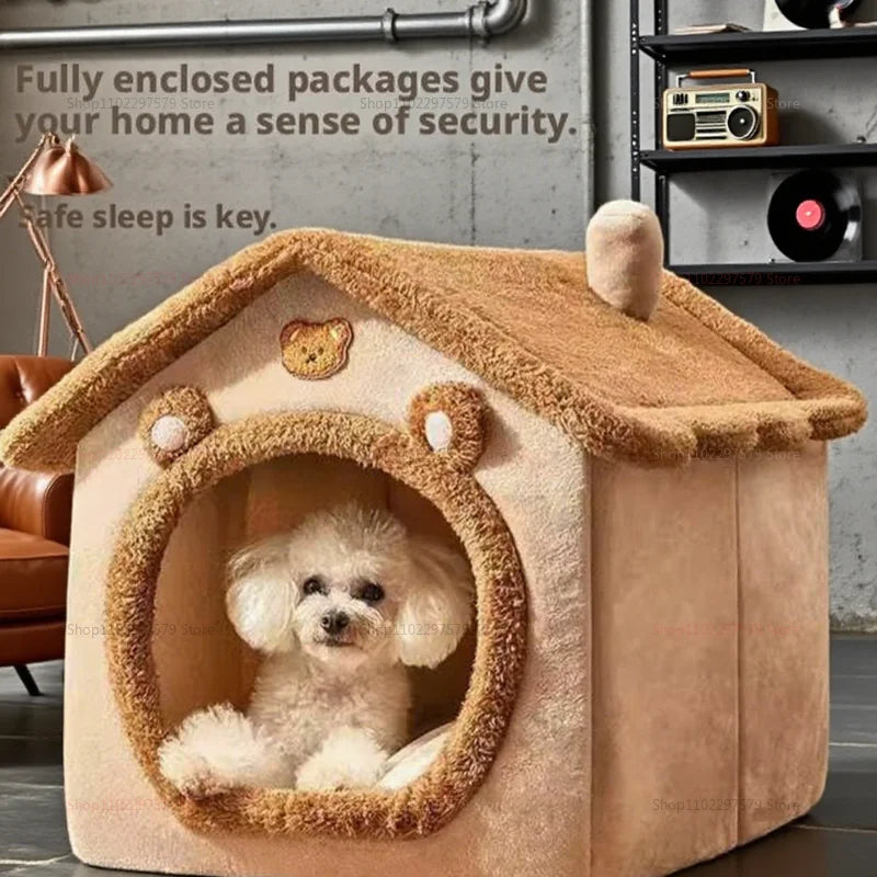 CozyDen – Foldable Washable Pet Cave Bed