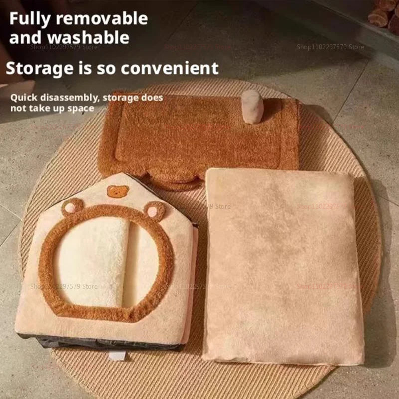 CozyDen – Foldable Washable Pet Cave Bed