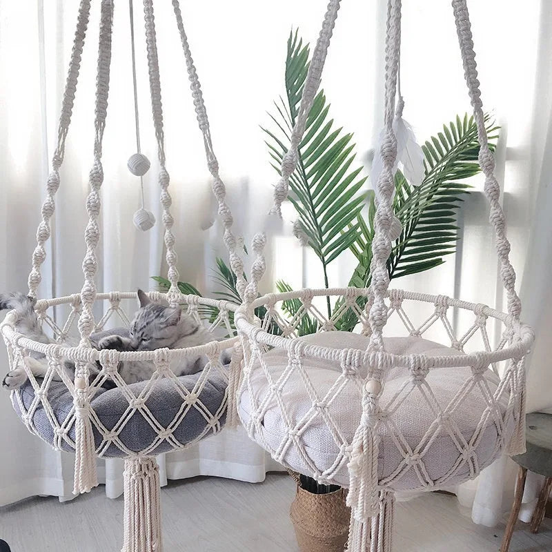 MeowNook – Woven Hanging Cat Nest