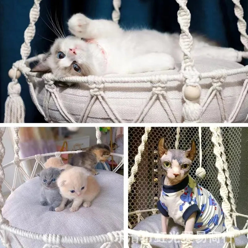 MeowNook – Woven Hanging Cat Nest