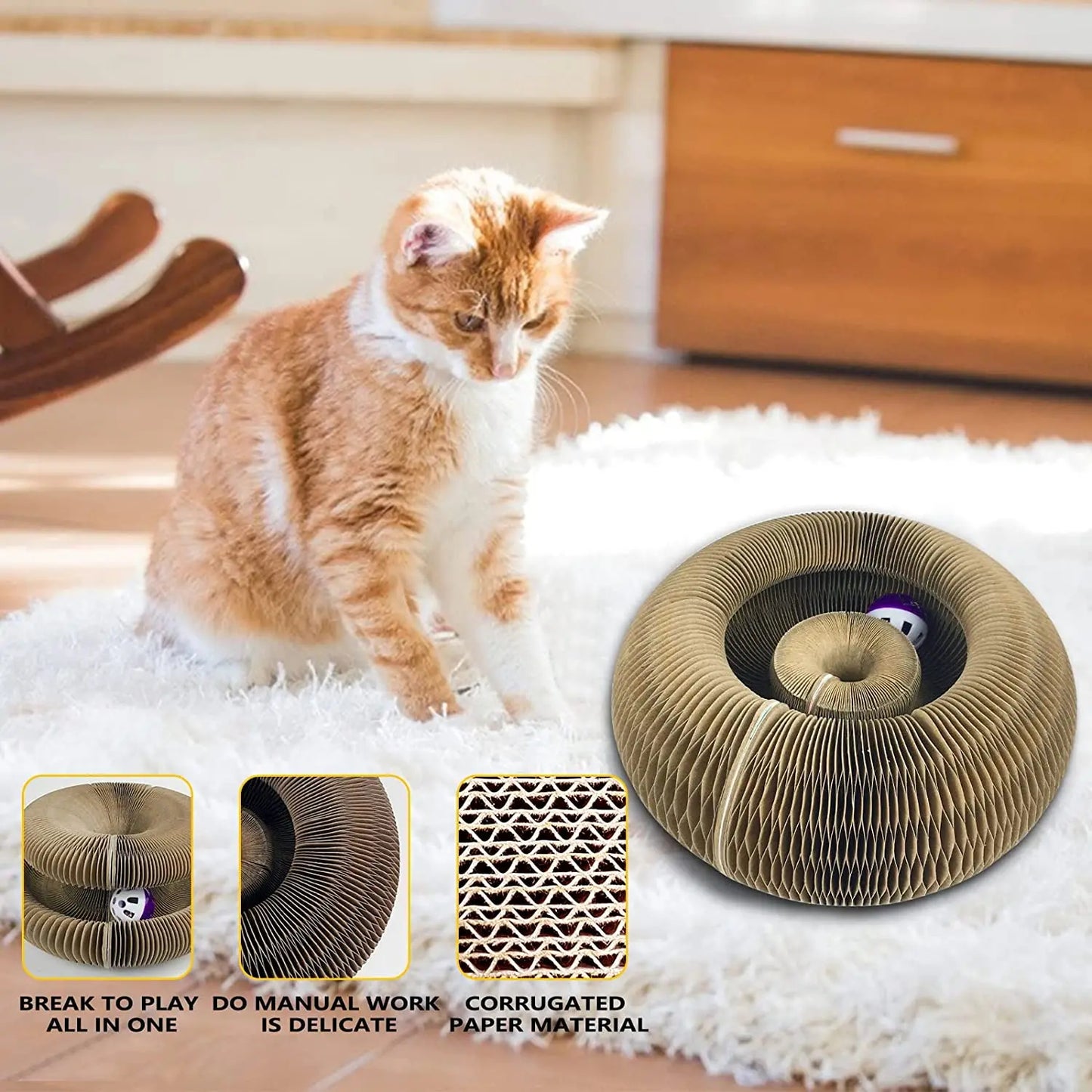 Purrado – Round Cat Scratch & Play Ball Board