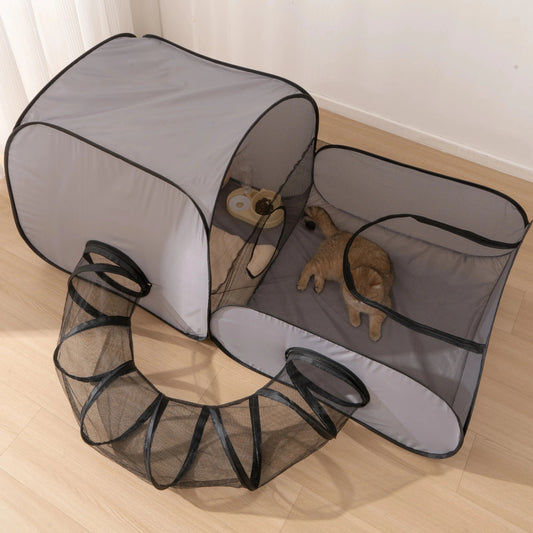 Pawrium – Foldable Oxford Pet Nest with Play Tunnel