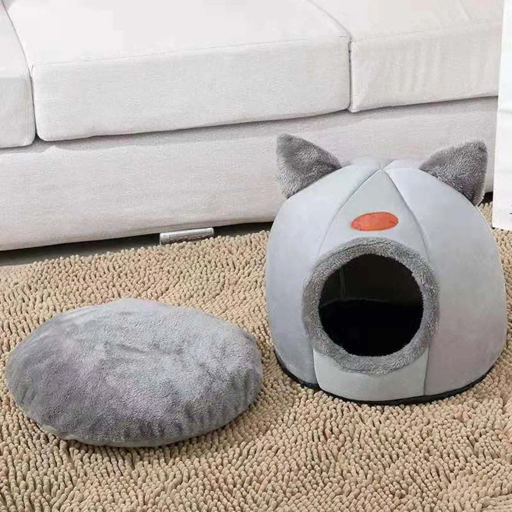 WhiskerNook – Cozy Cat Ear Pet Bed