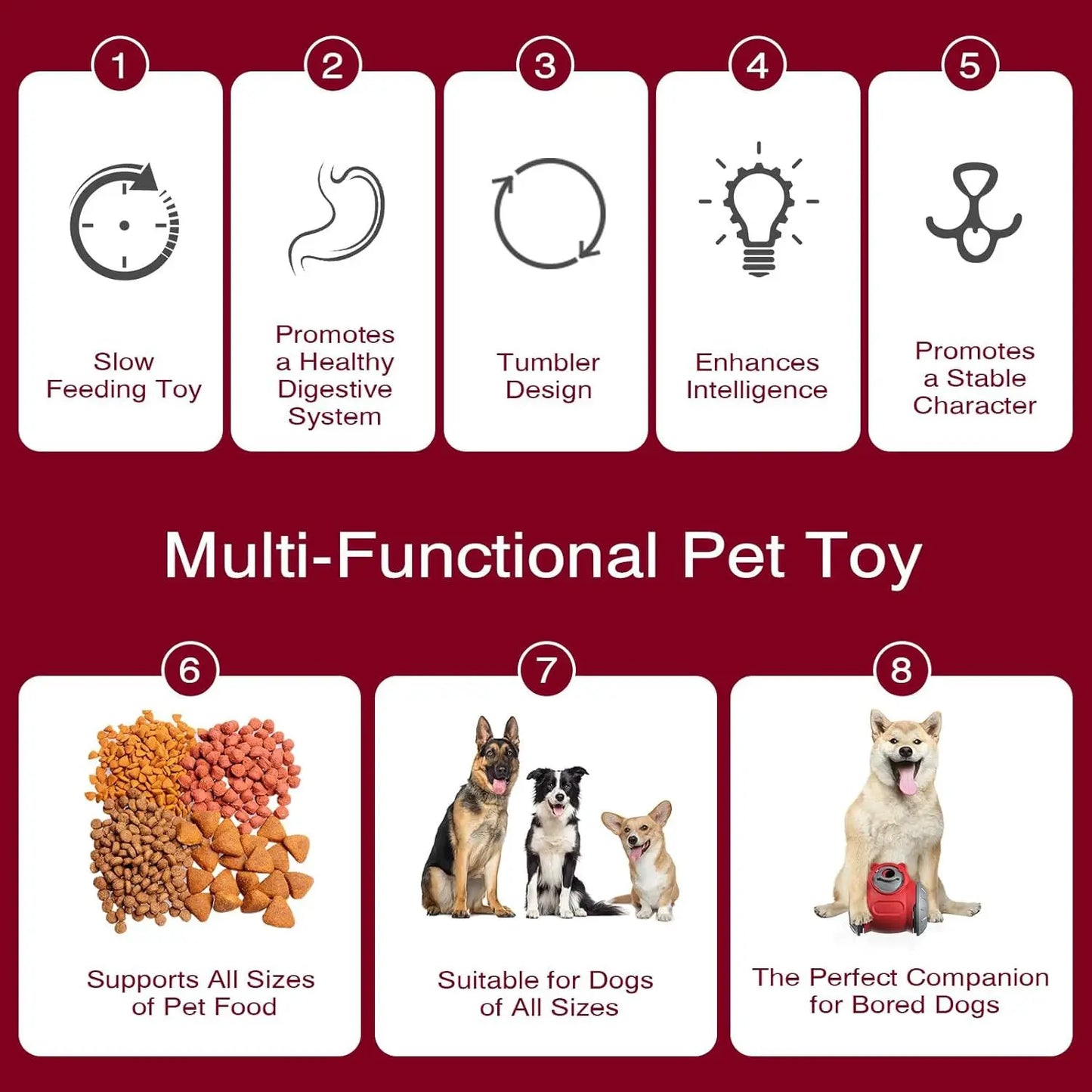 SmartBite – Red Interactive Dog Slow-Feed Toy