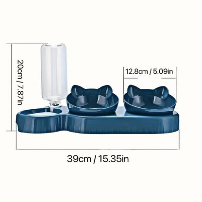 WhiskerFlow – 3-in-1 Tilted Cat Bowl Set