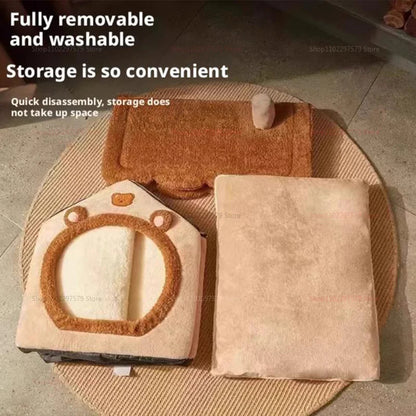CozyDen – Foldable Washable Pet Cave Bed