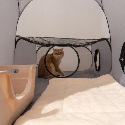 Pawrium – Foldable Oxford Pet Nest with Play Tunnel