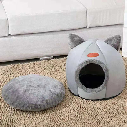WhiskerNook – Cozy Cat Ear Pet Bed