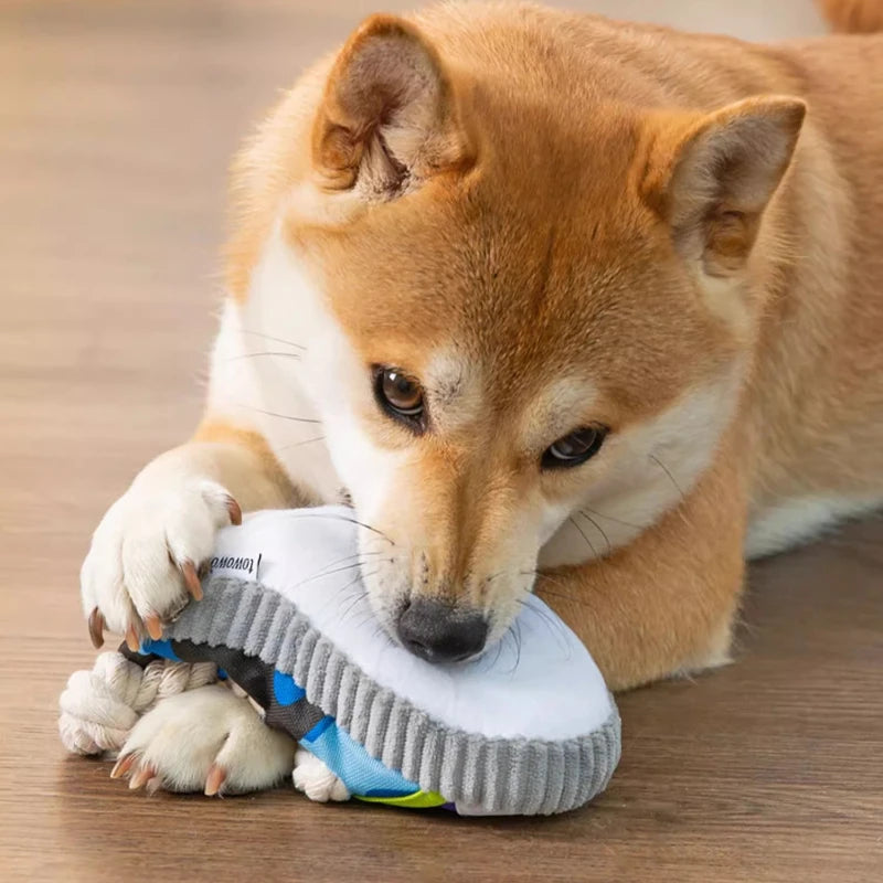 PawSlips – Squeaky Slipper Dog Chew Toy with Rope