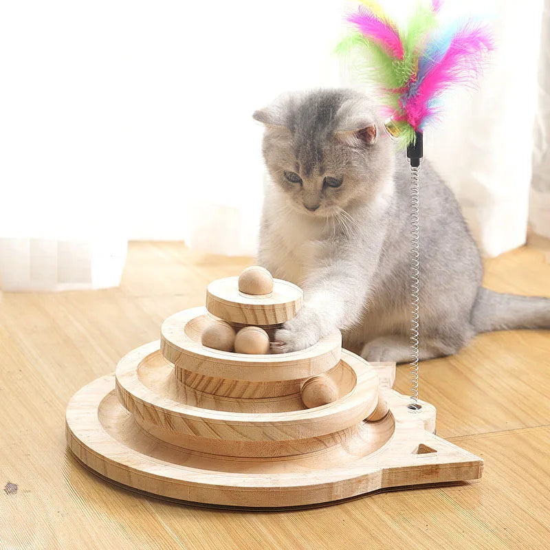 Felinor – 2-Level Wooden Cat Toy Tower