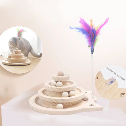 Felinor – 2-Level Wooden Cat Toy Tower