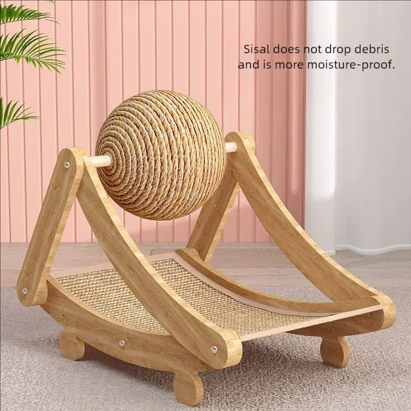 ScratchHaven – Vertical Sisal Cat Scratcher with Ball