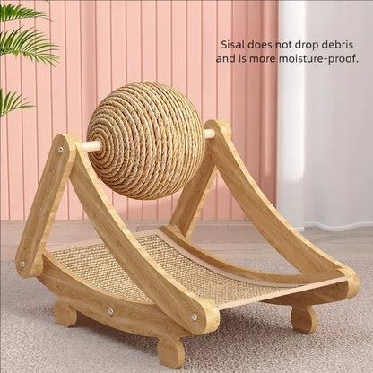 ScratchHaven – Vertical Sisal Cat Scratcher with Ball